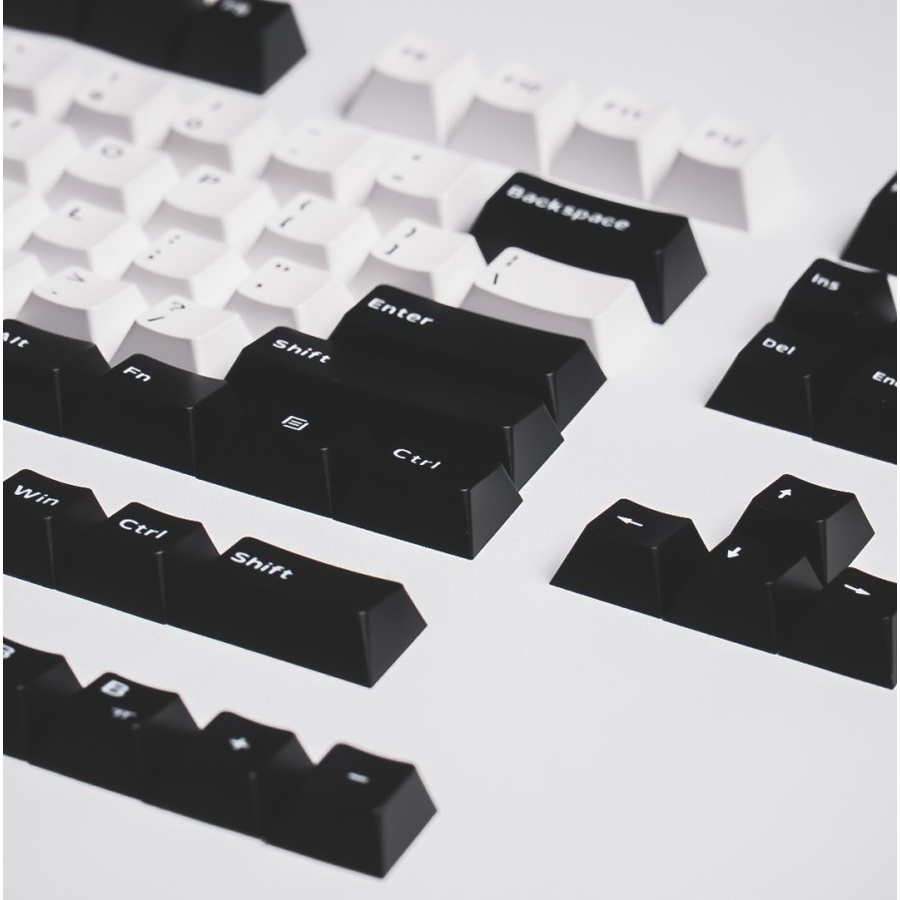 Noir Black and White PBT Double-shot Keycaps 153 Set Cherry Profile