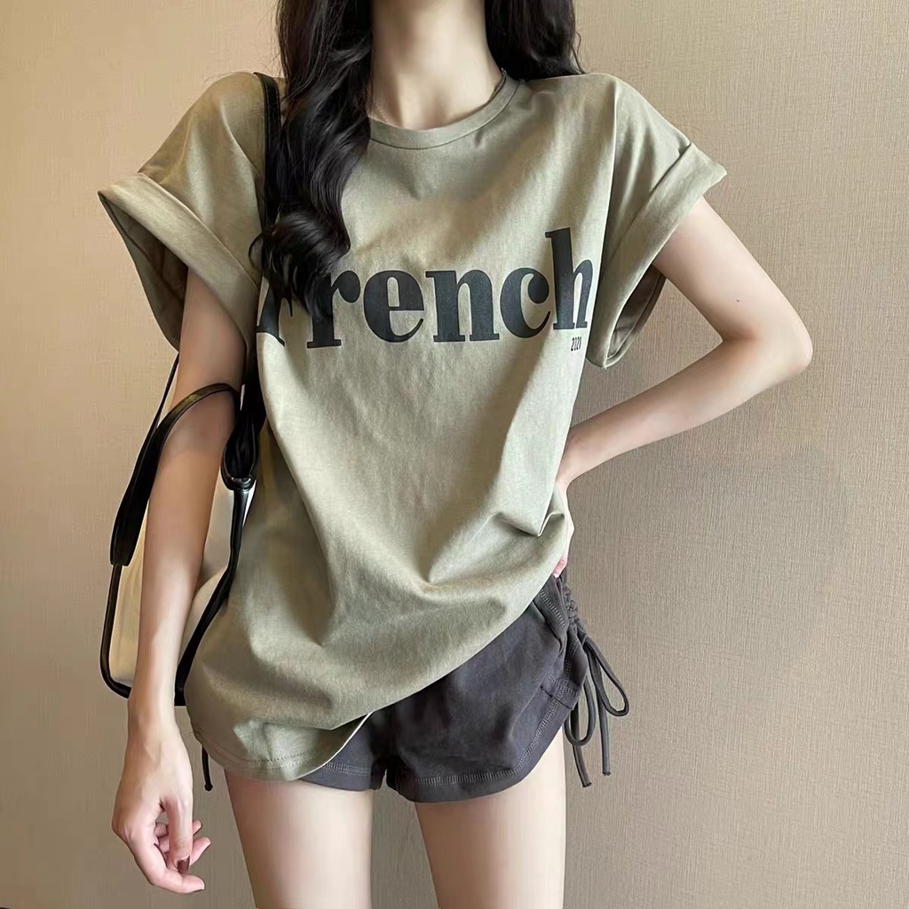 Korean Women T-Shirt Short Sleeve Atasan Wanita Lengan Pendek 2663 (M/L/XL)