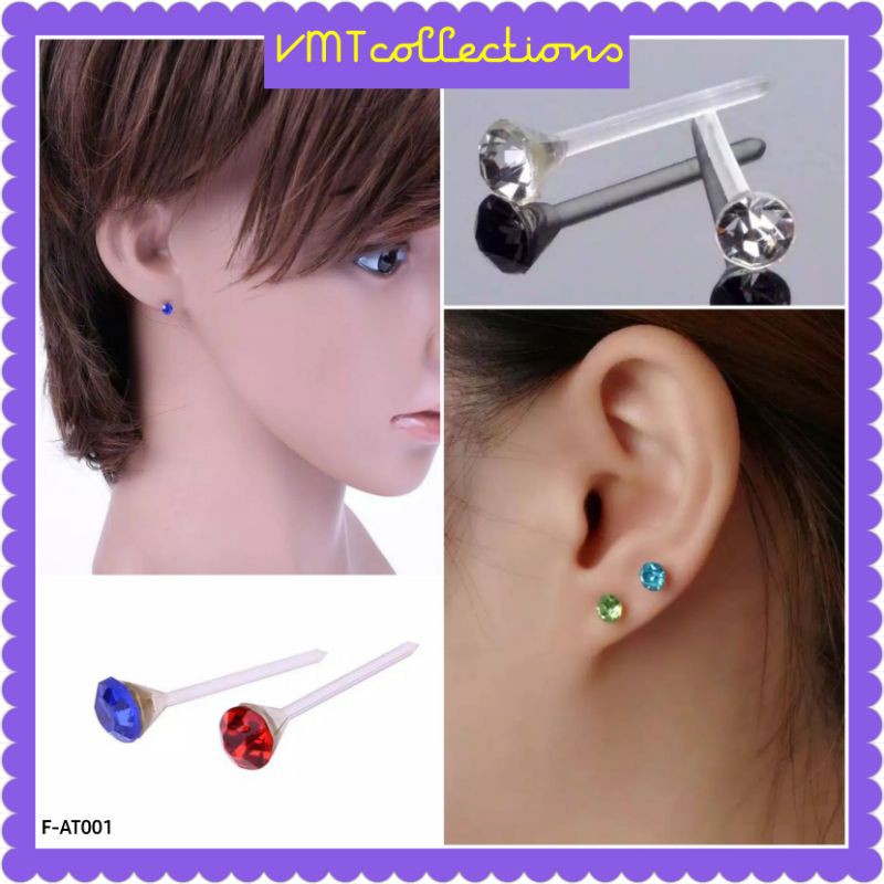 VMT - ANTING TUSUK PLASTIK / SEPASANG ANTING DIAMOND MINI / GIWANG PLASTIK