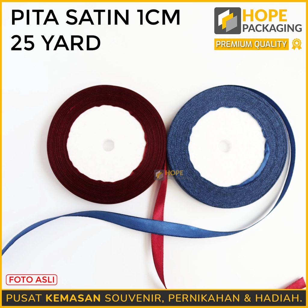 Termurah Pita Satin 1CM  25 YARD 1Roll Warna Pastel Pita Bucket Bunga Untuk Kotak Kado , Craft , Souvenir