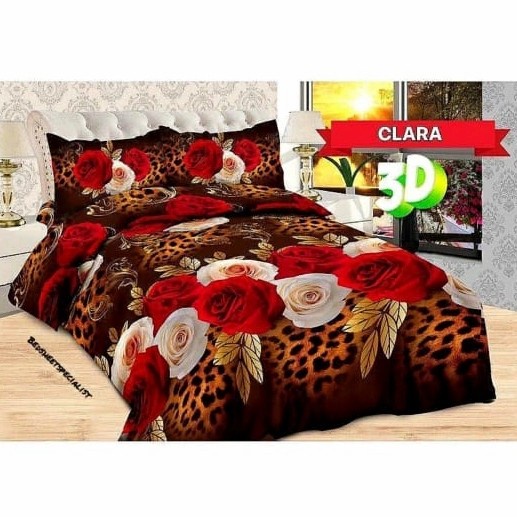 Full Set Bedcover Bonita Rumbai Karet King Queen 180x200 160x200 Motif Clara