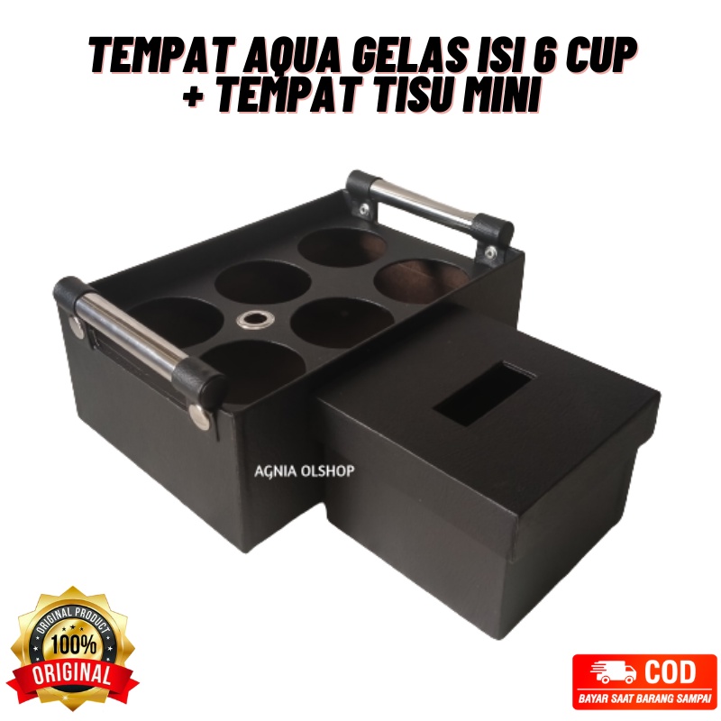 Tempat Aqua Gelas Isi 6 Cup + Kotak Tissue Mini Keranjang Air Mineral Gelas