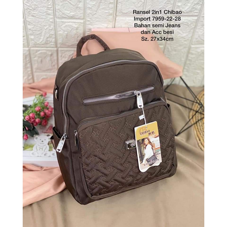Tas Ransel Wanita Multifungsi Tas Chibao 7959-22 Bahan kanvas size 27x34 cm. Tas Ransel Chibao Tas Chibao Import Chibao Best Seller.!!