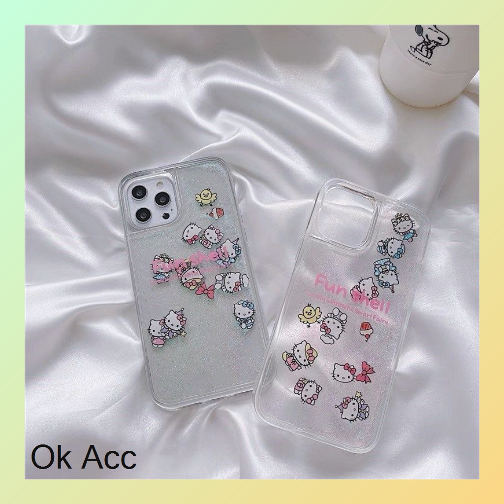 Softcase Casing HK Hello kitty karakter Glitter Unik Iphone 7 8 7+ 8+ X Xr Xs Max 11 Pro 12 Pro Max Fh25