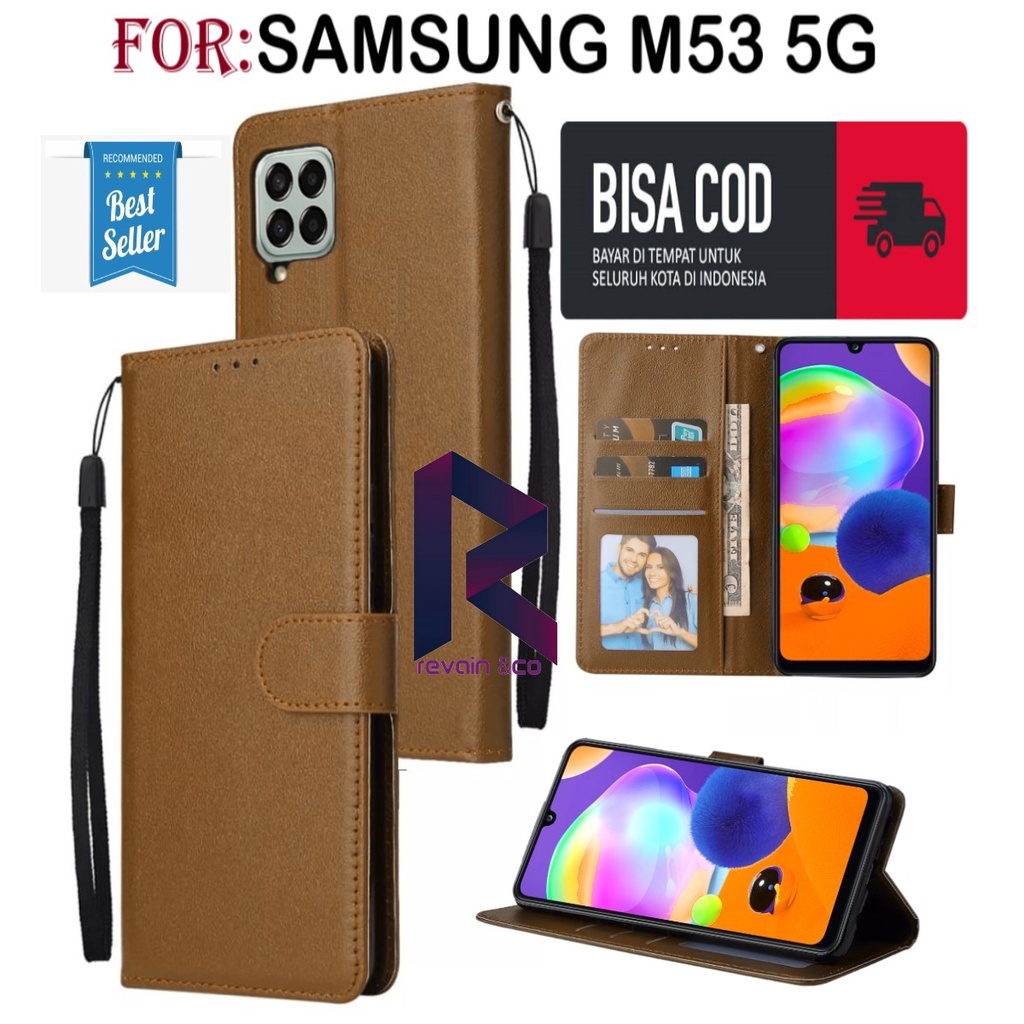 CASE SAMSUNG M53 5G FLIP WALLET LEATHER KULIT PREMIUM SARUNG BUKA TUTUP KESING HP FLIP CASE SAMSUNG M53 5G