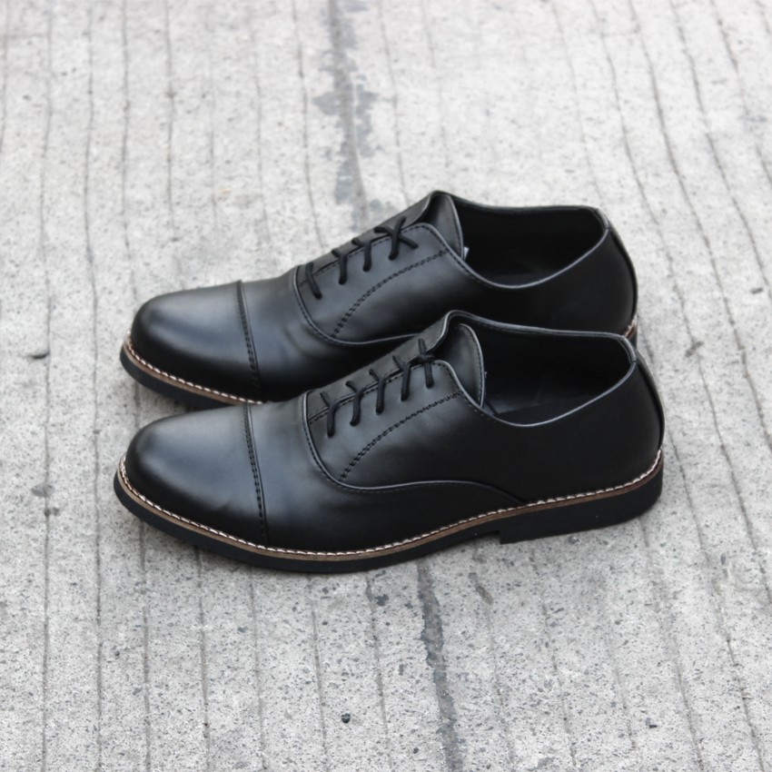 Dante Black | 39-45 | Sepatu Pantofel Santai Kerja Kuliah Oxford Pria Cowok Men Laces | FORIND x Lvnatica