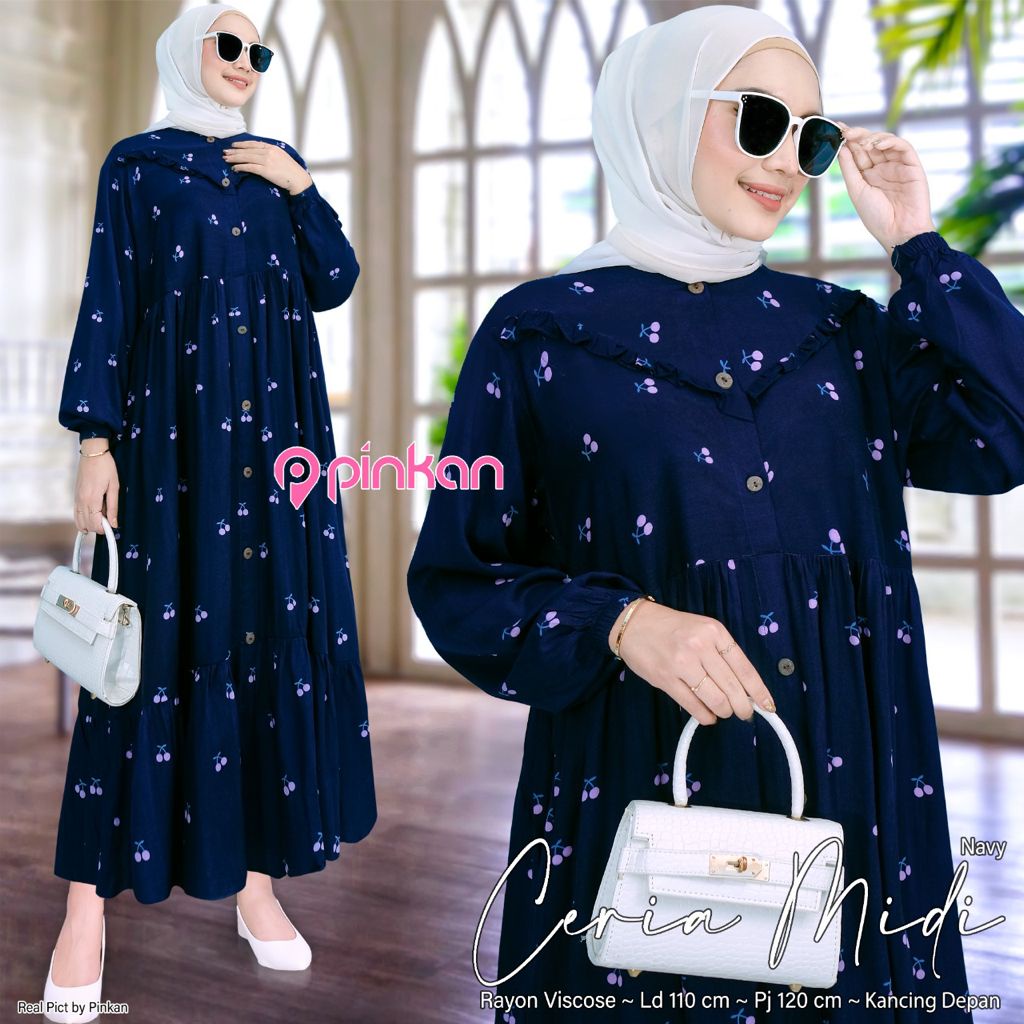 CERIA MIDI HARUKA #4 MIDI JUMBO HOMEY DRESS TERBARU BY PINKAN SOLO BUSUI M - XXL COD GRATIS ONGKIR B