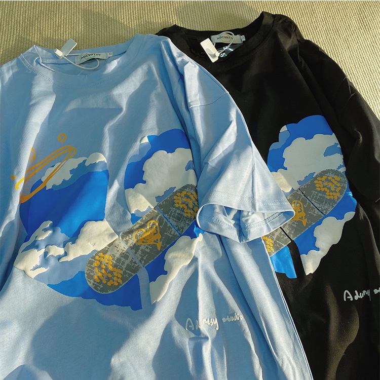 [littlecrab] Kaos Oversize Awan Love Plester Angel Malaikat Kaos Trending Hype Kaos Keren Berkualitas Korean Style