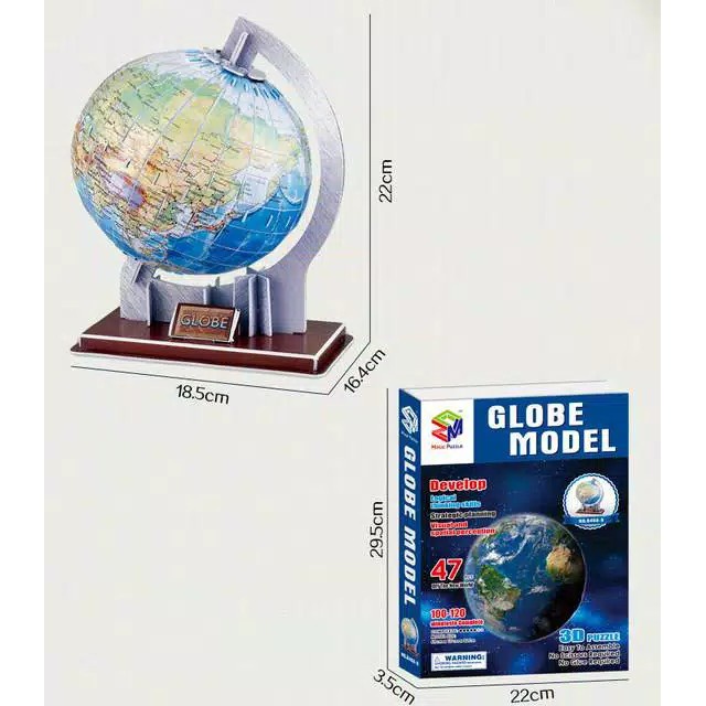 GLOBE MODEL 3D PUZZLE - Replika Model Bumi - Pazel DIY Bola Dunia - Puzzle Bola Dunia - Puzzle Edukasi B468-9 - Mainan Edukasi