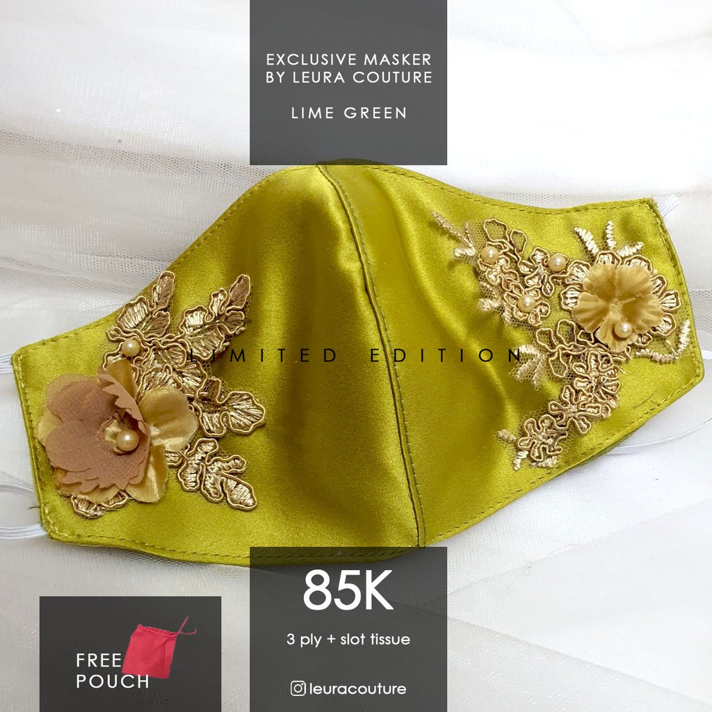 MASKER PESTA BROKAT LIME GREEN