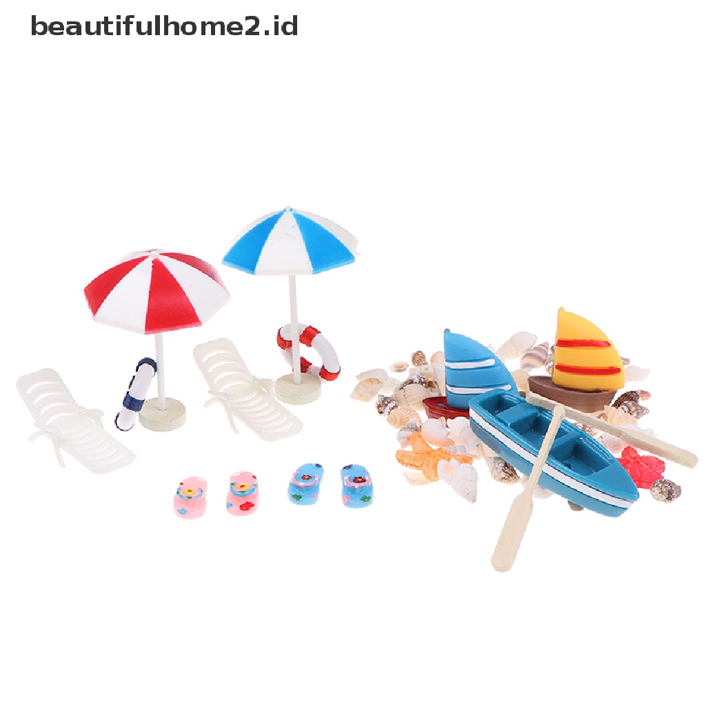 (Beautifulhome2.Id) Miniatur Kursi Pantai / Perahu / Payung Skala 1: 12 Untuk Dekorasi Rumah Boneka