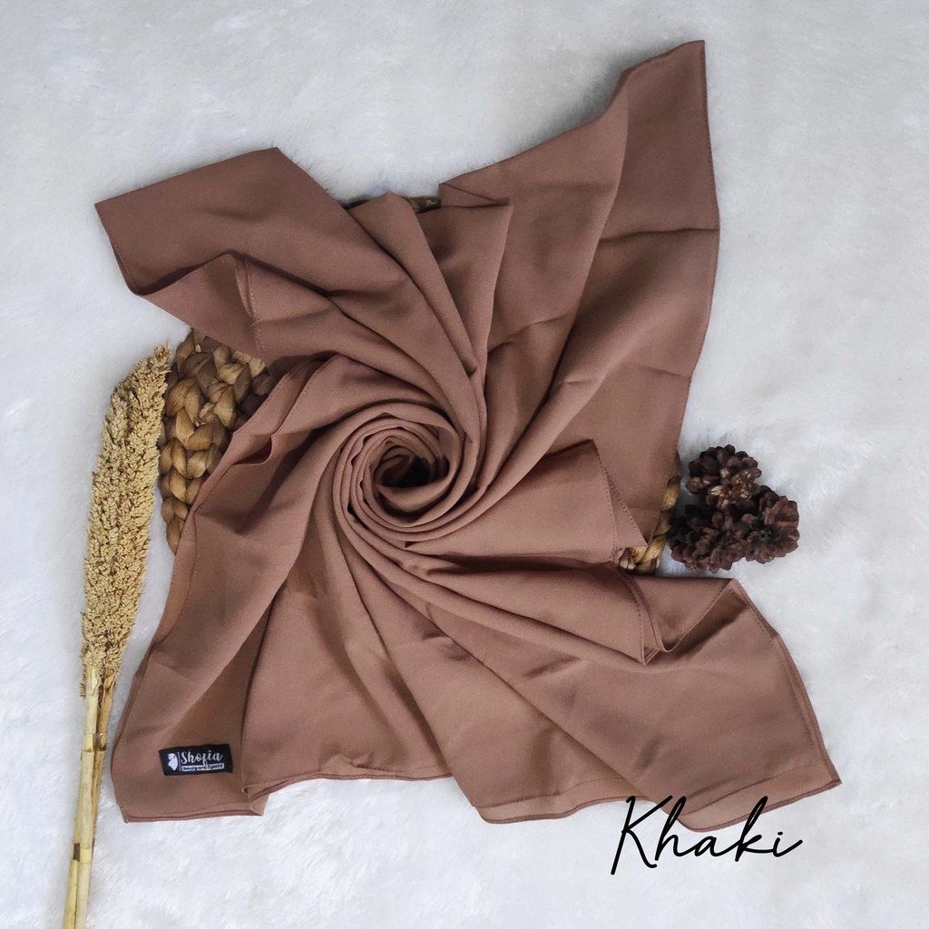 HIJAB PASHMINA DIAMOND ITALIANO 180x75 JAHIT TEPI, JILBAB PASHMINA, PASMINA DIAMOND-Khaki
