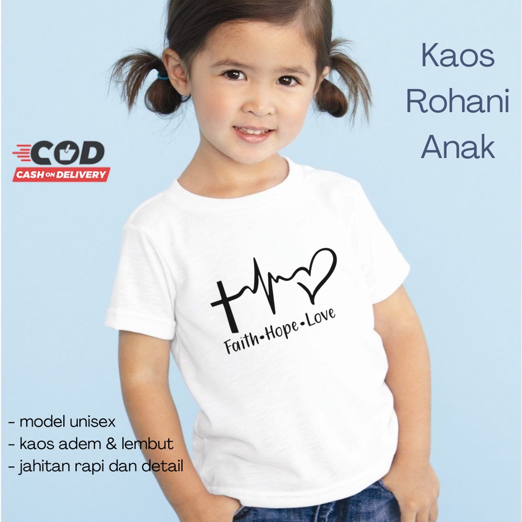 Baju Rohani Anak / Kaos Rohani Anak / Baju Anak Rohani / Kaos Kristen Anak / Kaos Anak / Kaos Salib 