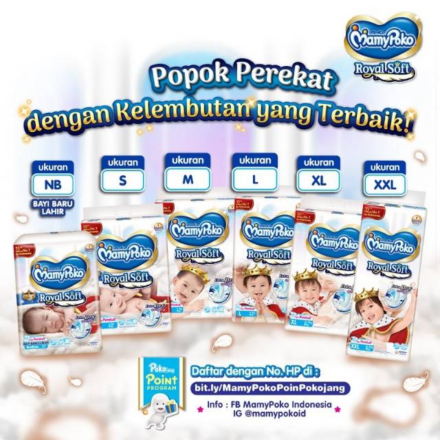 Mamypoko Perekat Royal Soft NB52/S50/M46/L40 Tape NB 52 S 50 M 46 L 40