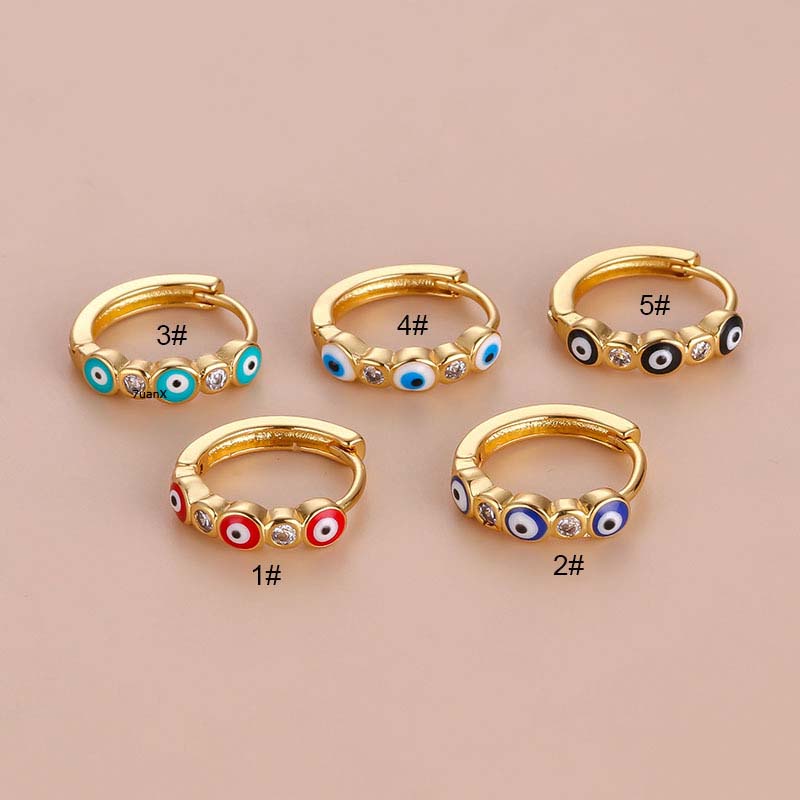 1pc Anting Tindik Tulang Rawan Telinga Bentuk Mata Bulat 12mm