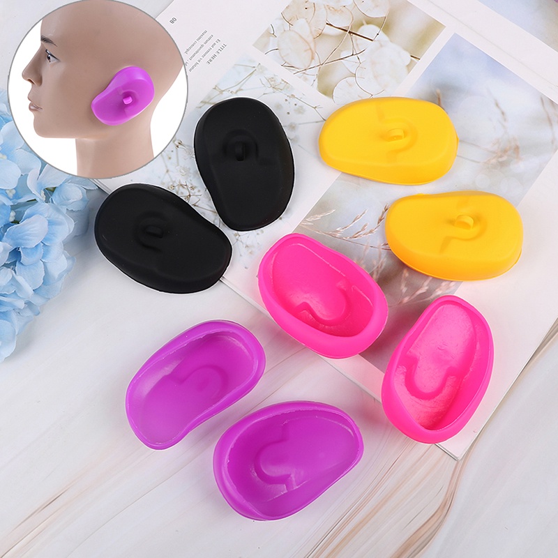 2pcs Penutup Telinga Bahan Silikon Reusable Untuk salon