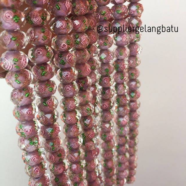Lampwork kristal Murano 14x12mm bahan crystal ceko mawar ungu premium aksesoris grosir beads craft