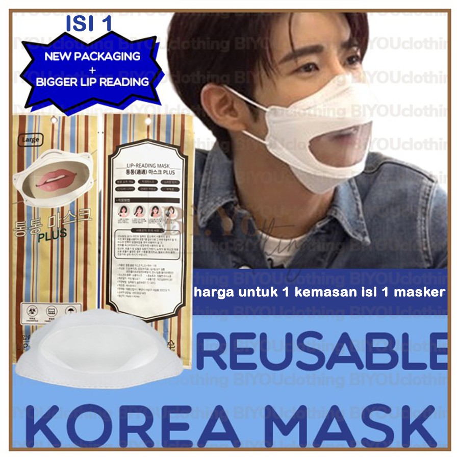 [isi 1-Adult] Masker Transparan KF94 Transparent Visible Tong Tong Mask Reusable Bisa Cuci Ori Korea