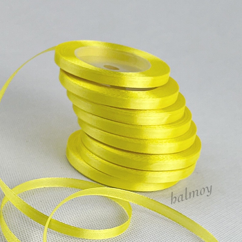 PITA SATIN KAIN 1/4 INCI 6 MM WARNA KUNING MUDA #015