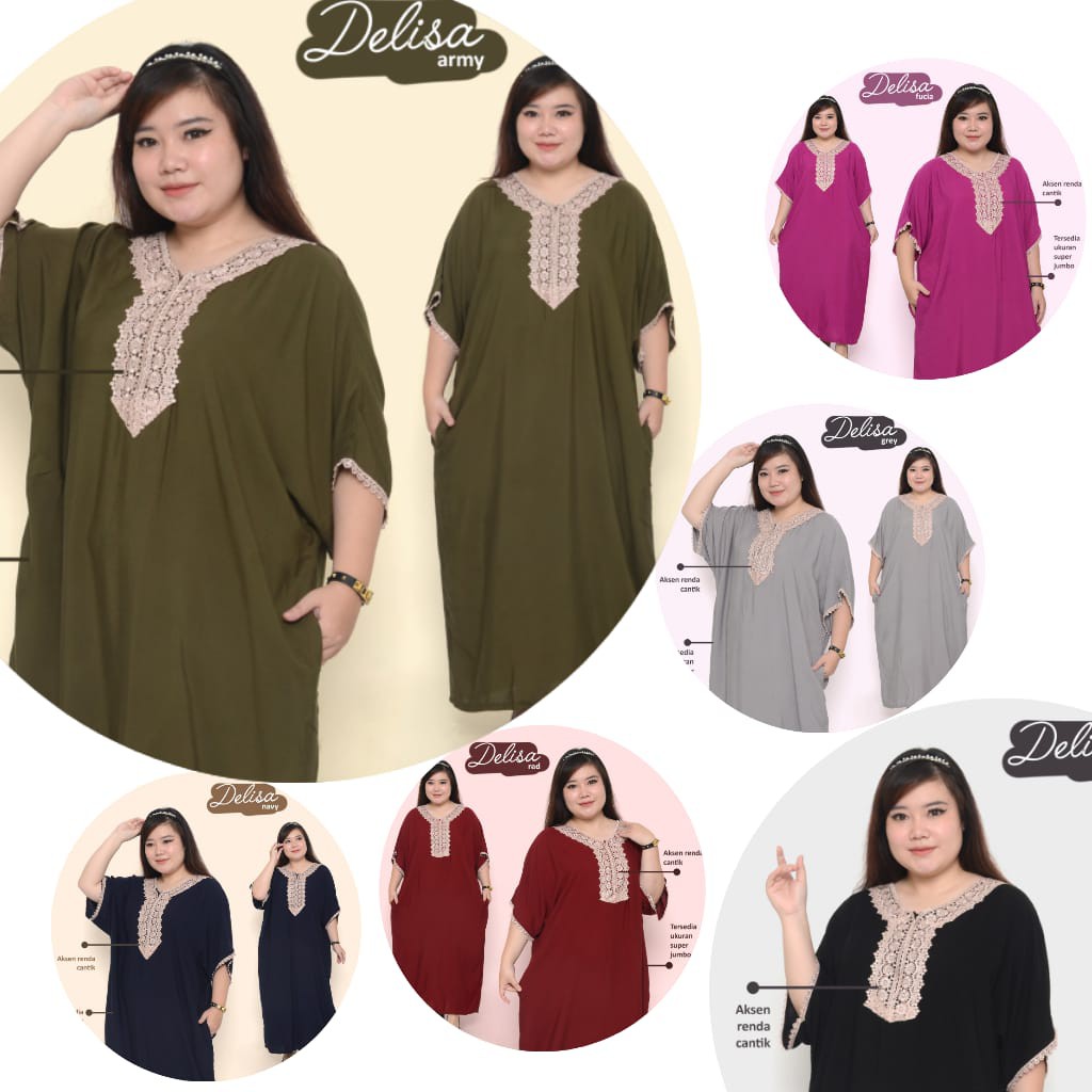 Daster Dress Arab Jumbo Sleting Depan Busui Renda Emas Rayon Premium Baju Tidur Pakaian Wanita