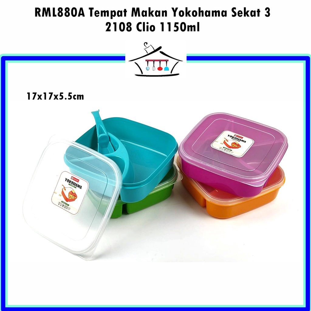 RML880A Tempat Makan/Lunch box Yokohama Sekat 3 2108 Clio 1150ml