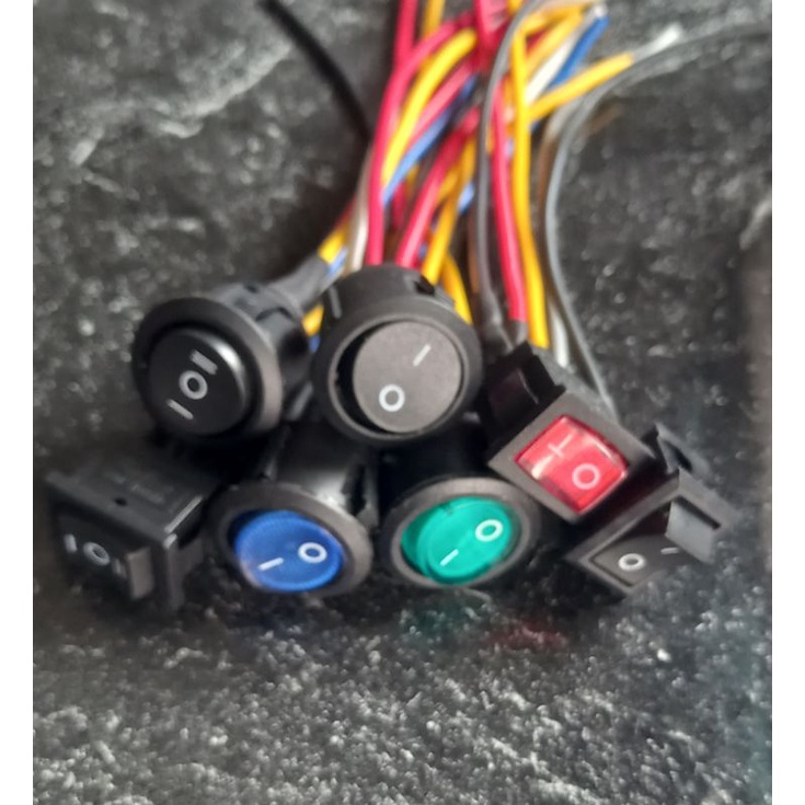 Saklar On Off 1 Mode/ 2 Mode On Serbaguna Switch 3 pin kaki Rocker Switch Bulat Kotak Led Push