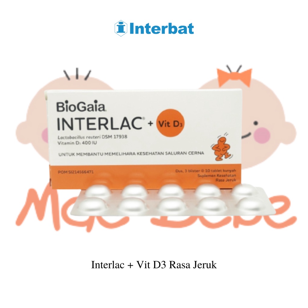 Interlac Tablet Kunyah Rasa Jeruk + Vit D3