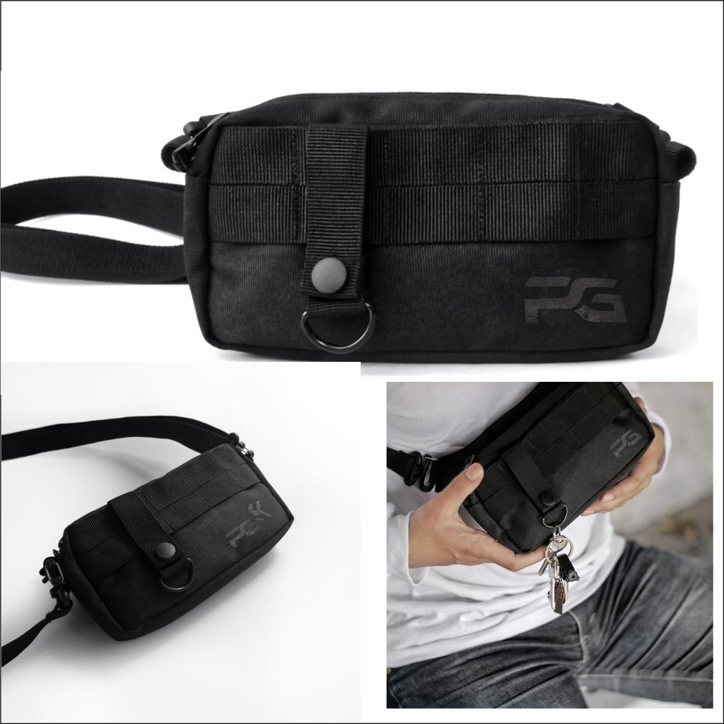 Tas Selempang Slingbag Slempang Waistbag Polos Pria Model Kasual Black Series - PG - 8831