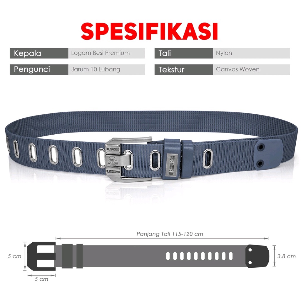 Gesper Ikat Pinggang BLEKHOKPRIA Men Belt Fashion Nylon Kanvas Blek-1