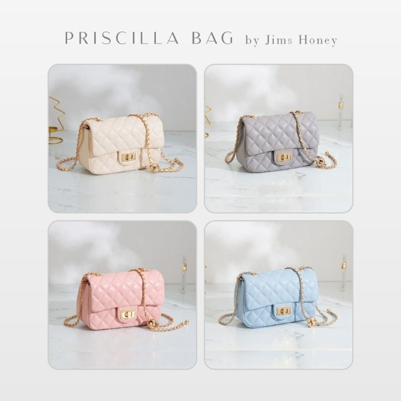 Priscilla Bag Jimshoney Original Tas Selempang Wanita Realpic Cod Tali rantai serut official store