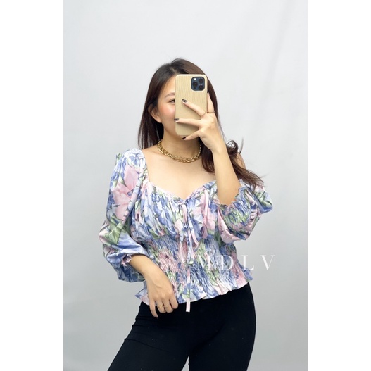 MDLV ~ 8284# Sicily Ruched Top Atasan Blouse Korea Import