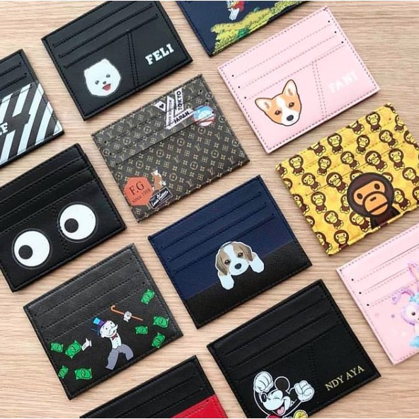 Dompet CUSTOM Tempat Kartu Cardholder 6 Slot Kulit SIntetis