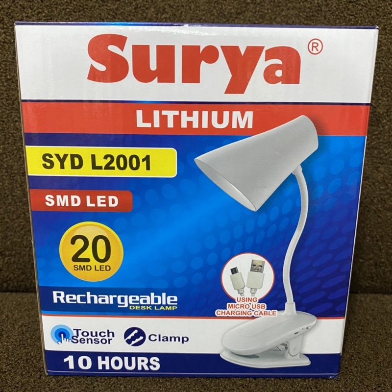 Lampu Belajar Cas Emergency Jepit Ke Meja Surya SYD L2001 20 SMD LED