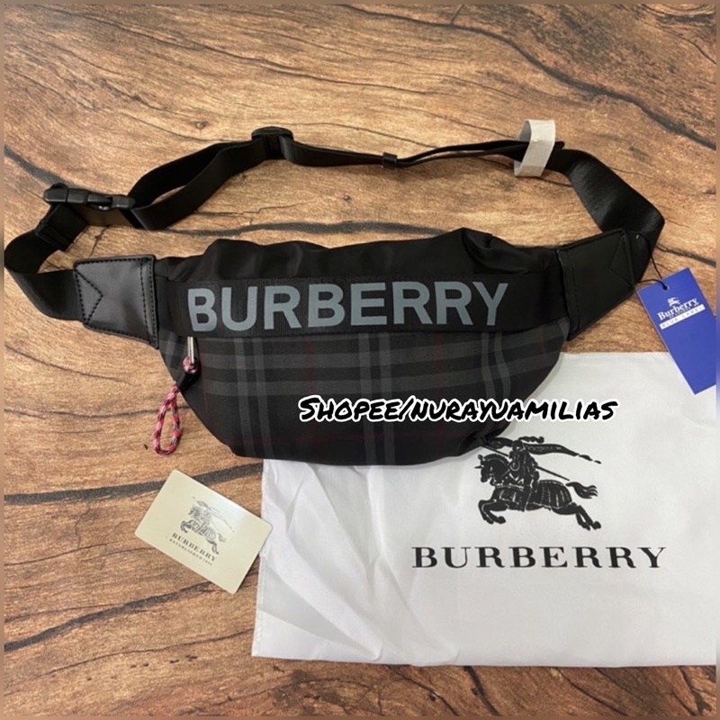 waistbag burberry pria wanita import high quality tas selempang burberry import waist bag branded