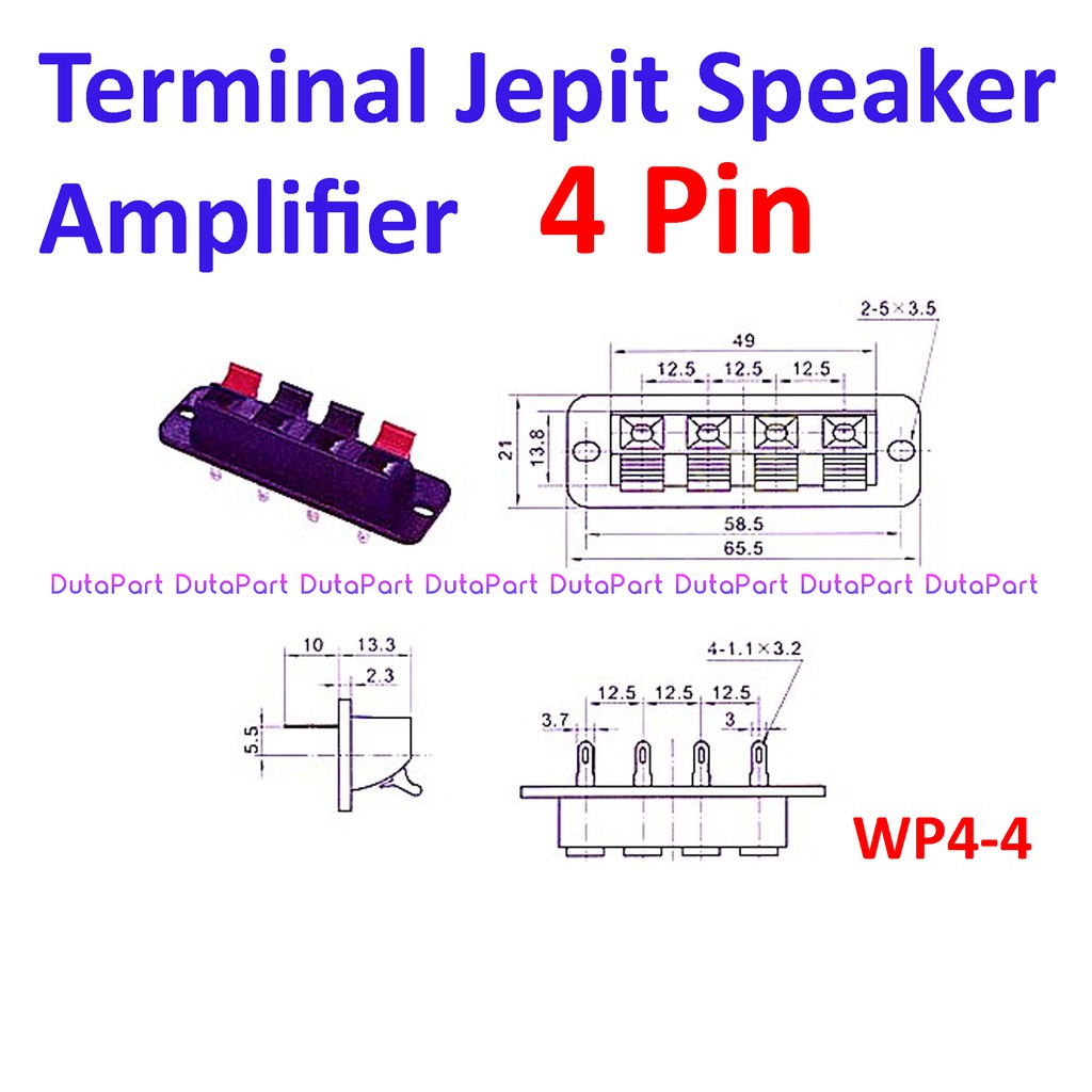 Terminal Jepit 4 Pin Speaker Amplifier Kabel Power Box 4P 4Pin WP4-4