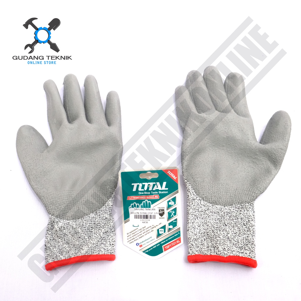 Sarung Tangan Anti Gores TOTAL TSP1701XL / Sarung Tangan Kerja - Cut Resistance Gloves TSP 1701 XL