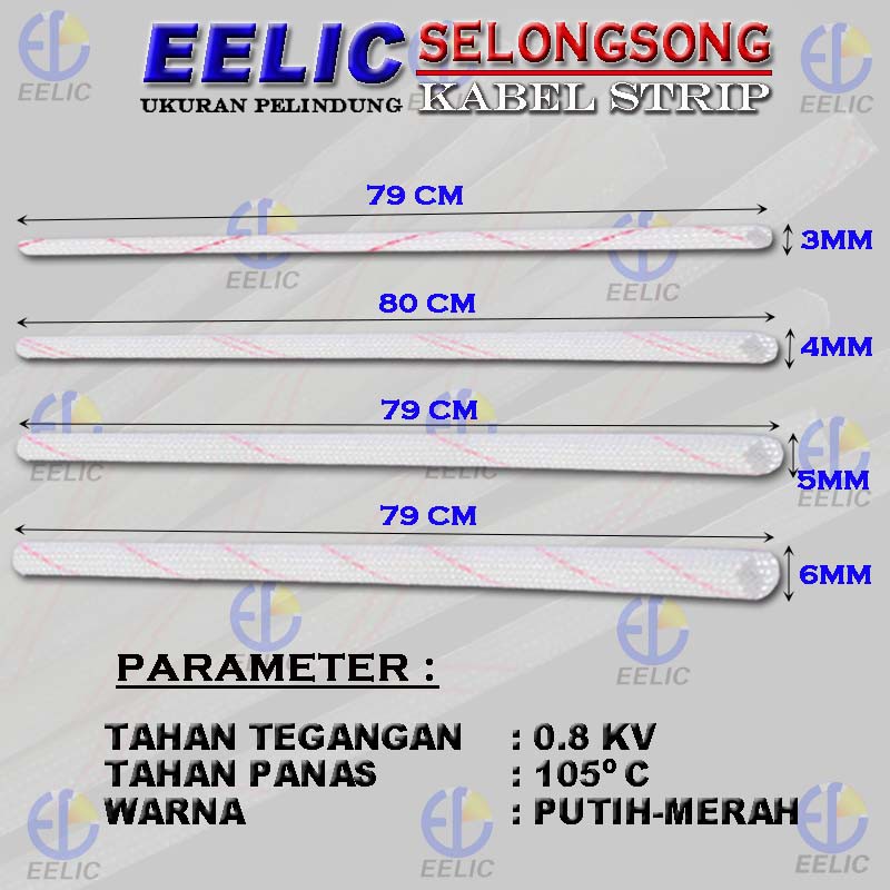 EELIC SKS-MIX1 ISI 4 PCS Selongsong Kabel Strip Tahan Panas Anti Korsleting Diameter 3mm,4mm,5mm,6mm