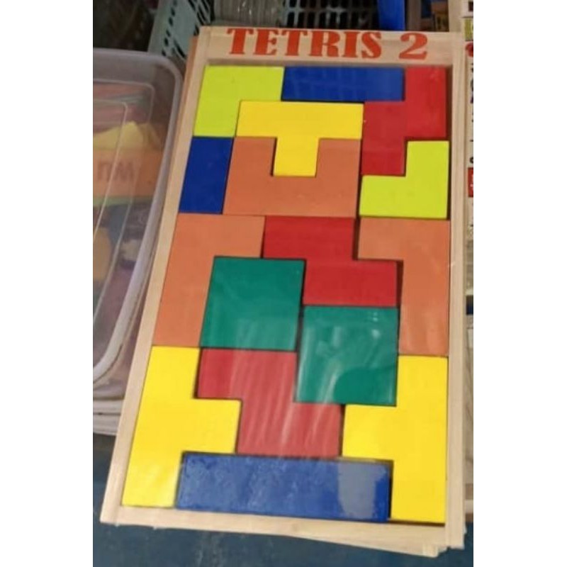mainan kayu - balok tetris