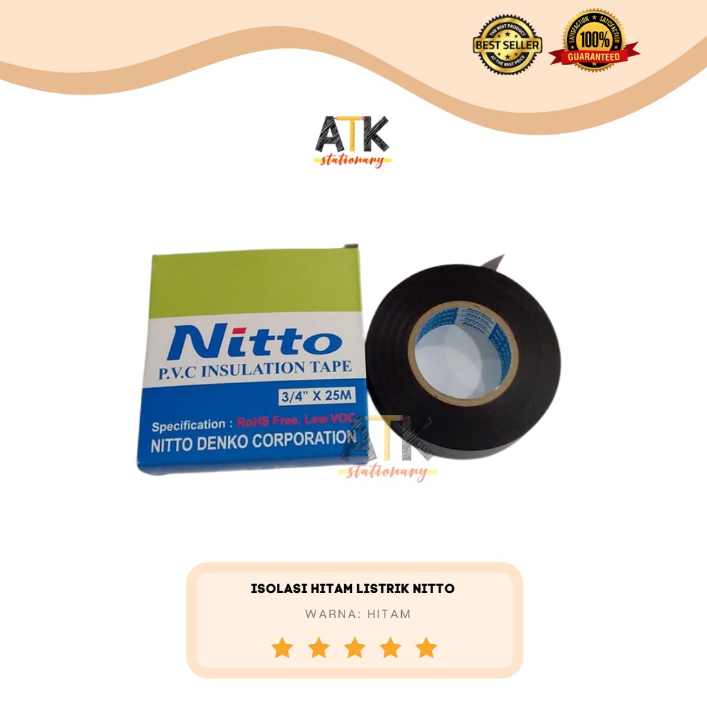 

Nitto Tape Isolasi Hitam Kabel Listrik Insulation Tape atk