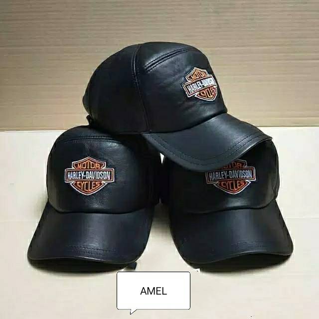 Topi Harley Davidson Moge Touring Kulit Asli Biker Motor Premium