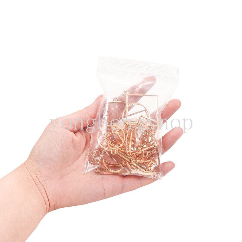 10pcs / set Cetakan Resin Epoksi UV Frame Metal Geometri Hollow Campur Untuk Membuat Perhiasan DIY