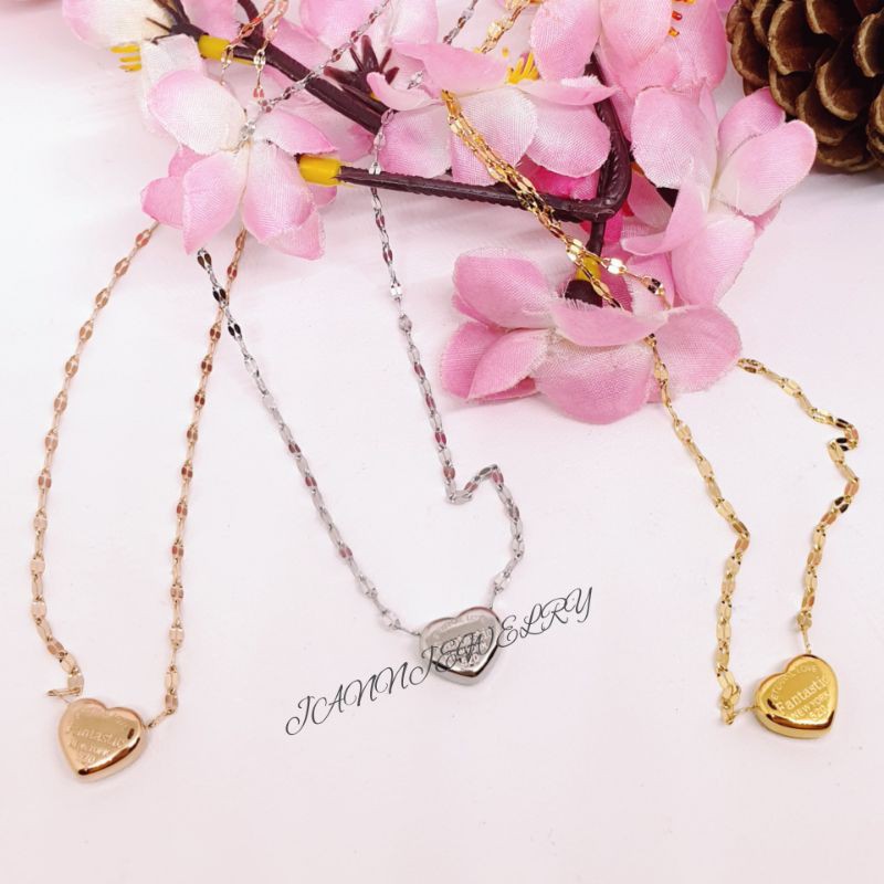 kalung set Love Rante pecah kopi fantastic Titanium asli anti karat uk 45Cm