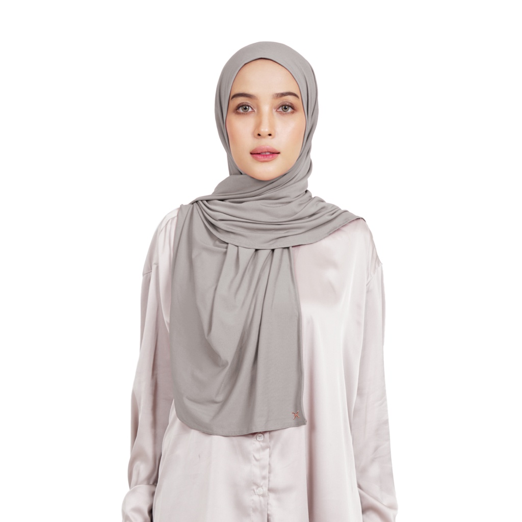 Hameeda - Hannah Instant Hijab | Jersey Bergo Pashmina-Cotton Gray