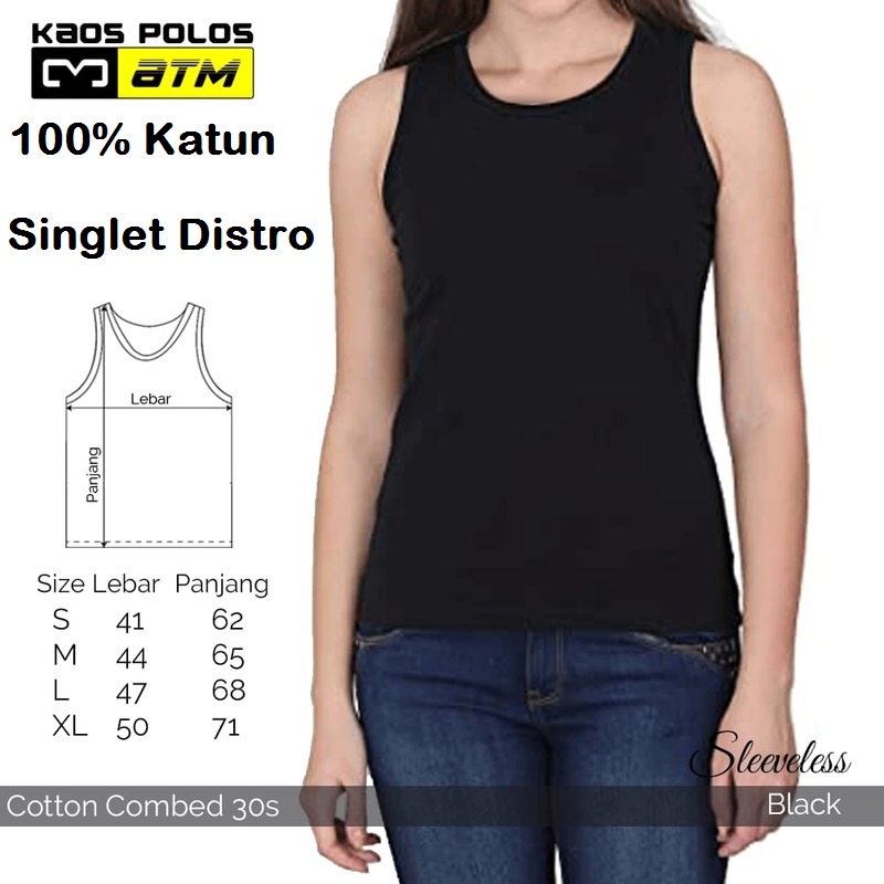 Singlet 100% Cotton Combed Katun Level DISTRO Soft Adem Tebal / Tank Top Kaos Perempuan Cewek Wanita 100% Katun Super Lembut ATM