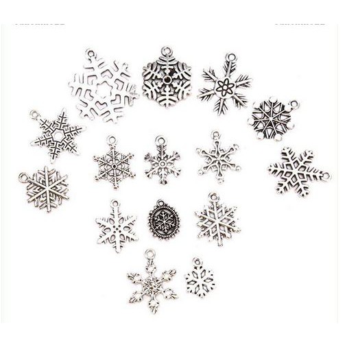 Antique Snowflake Pendant - Liontin Antik Bentuk Snowflake (15pcs)