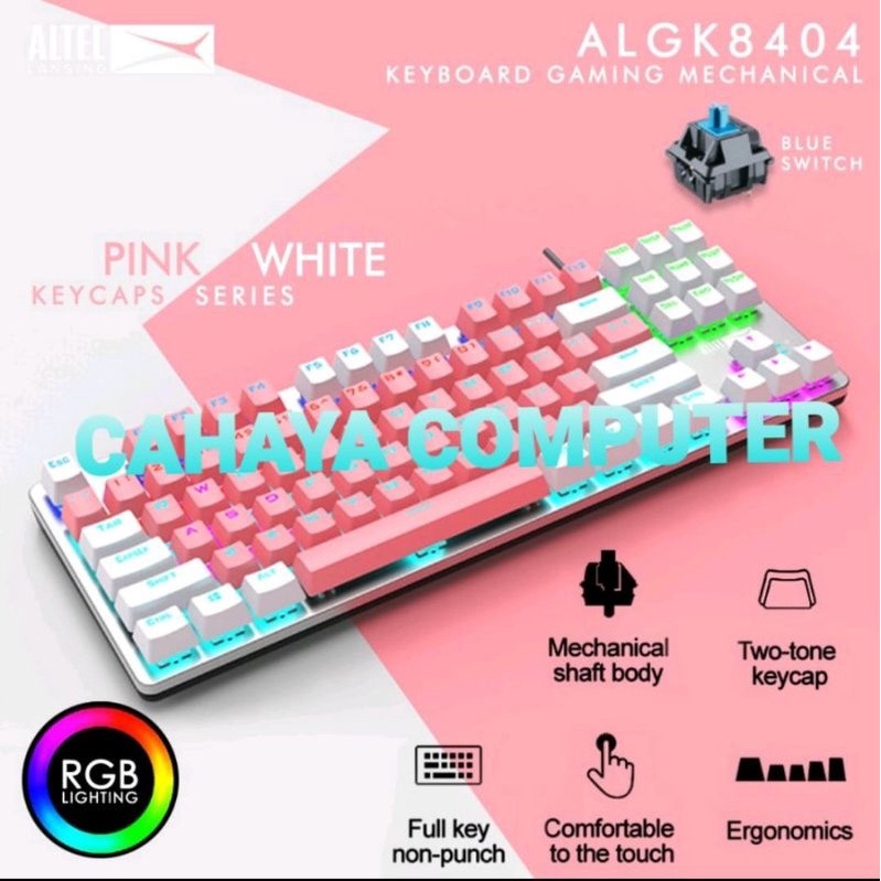 Keyboard Gaming MECHANICAL ALTEC LANSING ALGK8404 Pink-White