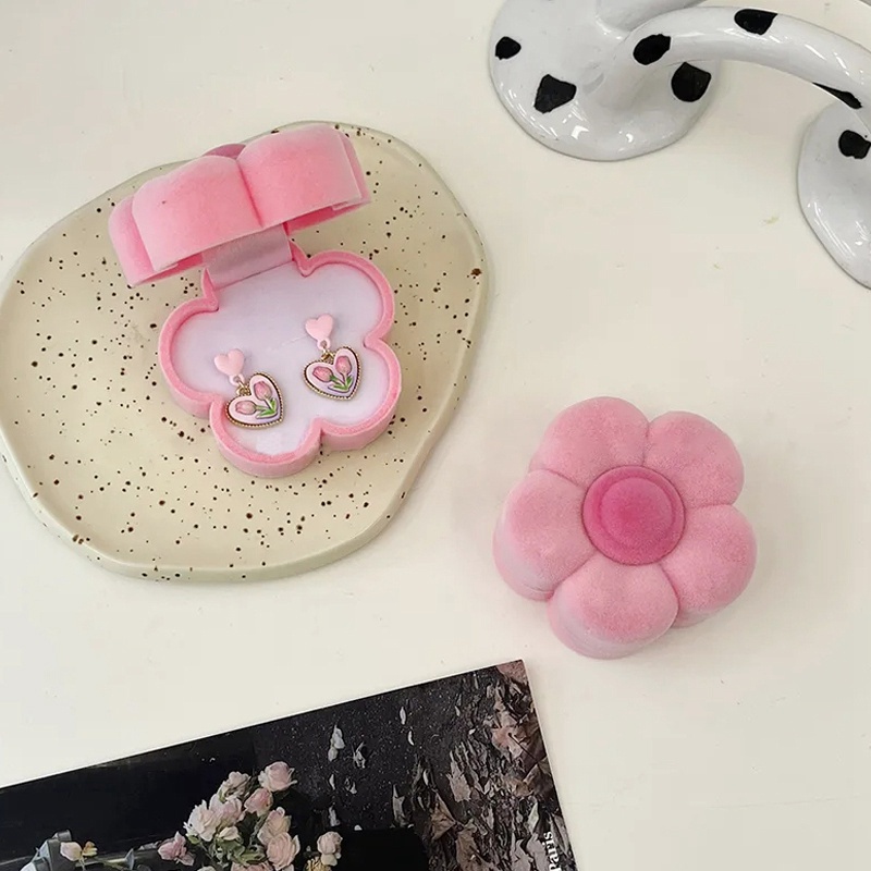 YEEZII Set Kalung + Anting Tusuk + Cincin Motif Bunga Tulip + Hati + Beruang Aksen Kristal + Mutiara Untuk Perhiasan Wanita