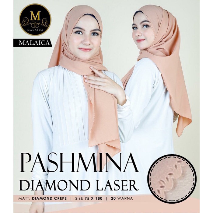 JILBAB PASHMINA DIAMOND LASER CUT PREMIUM kerudung pashmina by Malaica