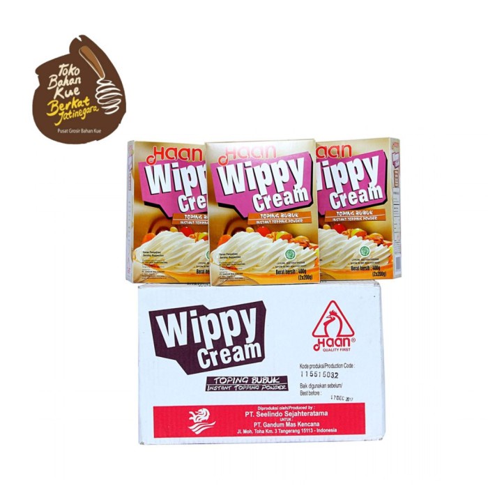 

Haan Wippy Cream 400 Gram/ Setengah Dus / isi 6 Pack