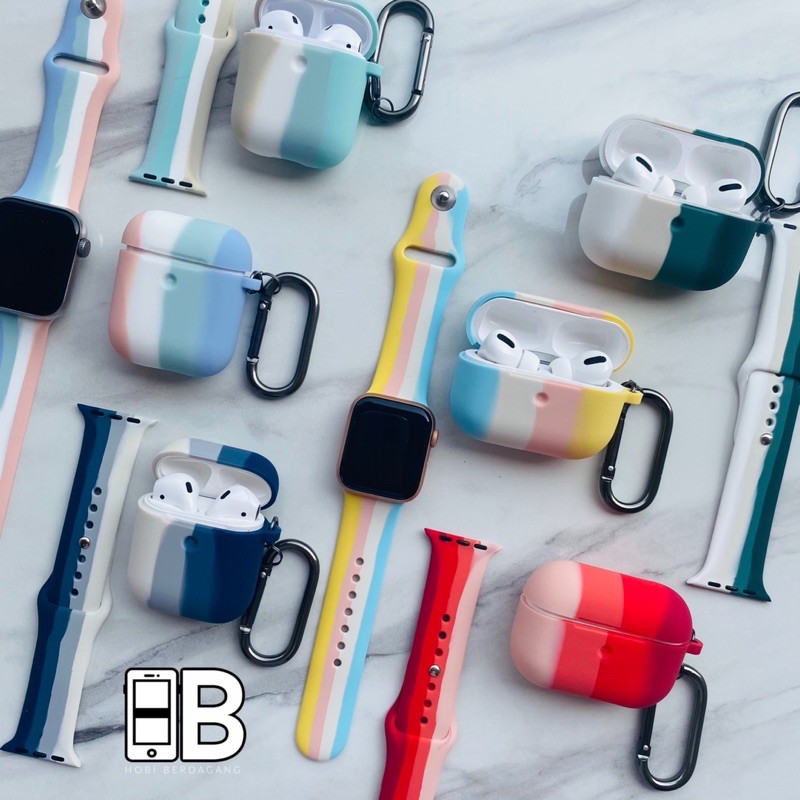 Apple Watch Sport Strap Band Series 1/2/3/4/5/6/7  Airpods Case Gen 1 2 PRO Rainbow Colorful Edition